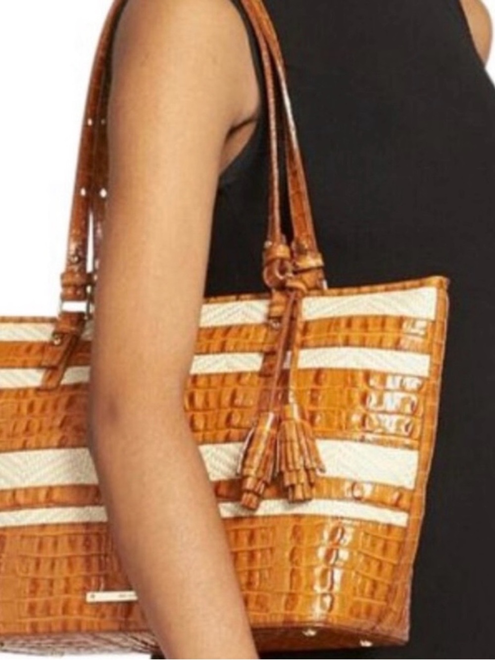 Brahmin Medium Asher Whiskey Raffia Tote